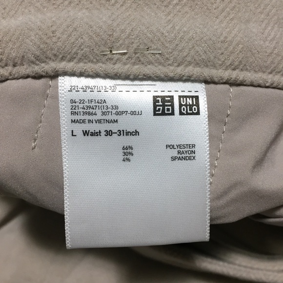 Uniqlo Straight Herringbone Pants Women’s M Cream Light Beige (Inseam 27.5) - Picture 9 of 9